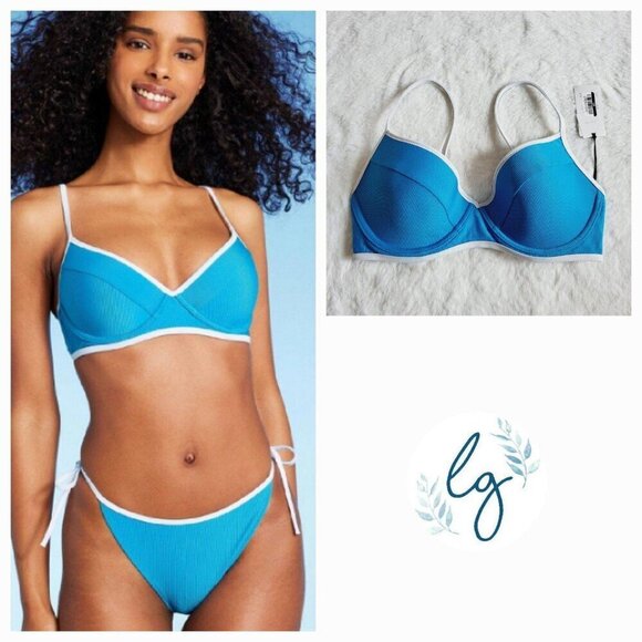 Shade & Shore Other - Shade & Shore Women's Lightly Lined Ribbed Underwire Bikini Top, BT7-DN